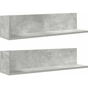 vidaXL Wall Shelves 2 pcs Concrete Grey 75x16.5x16.5 cm Engineered Wood - Wall Shelves vidaXL Wall Shelves 2 pcs Concrete Grey 75x16.5x16.5 cm Engineered Wood - Wall Shelves