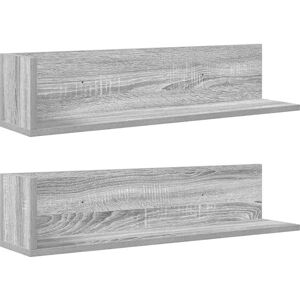 vidaXL Wall Shelves 2 pcs Grey Sonoma 75x16.5x16.5 cm - Wall Shelves vidaXL Wall Shelves 2 pcs Grey Sonoma 75x16.5x16.5 cm - Wall Shelves