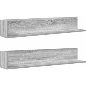 vidaXL Wall Shelves 2 pcs Grey Sonoma - Wall Shelves vidaXL Wall Shelves 2 pcs Grey Sonoma - Wall Shelves