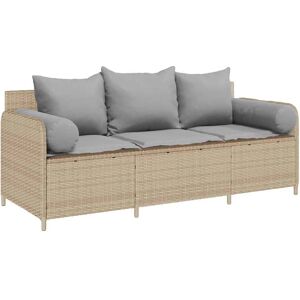 vidaXL Gartensofa 3-Sitzer Beige - Wetterfester Polyrattan vidaXL Gartensofa 3-Sitzer Beige - Wetterfester Polyrattan