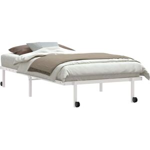 vidaXL Bed Frame 100x190 cm Steel White Foldable - Bed Frame vidaXL Bed Frame 100x190 cm Steel White Foldable - Bed Frame