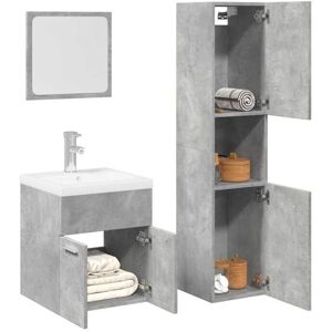 vidaXL Concrete Grey 3-Piece Bathroom Furniture Set - Bathroom Type vidaXL Concrete Grey 3-Piece Bathroom Furniture Set - Bathroom Type