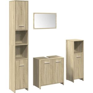 vidaXL Bathroom Furniture Set 4 Piece Sink Cabinet Sonoma Oak - Bathroom Furniture Set vidaXL Bathroom Furniture Set 4 Piece Sink Cabinet Sonoma Oak - Bathroom Furniture Set