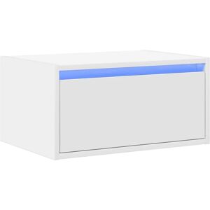 vidaXL Wall-mounted Bedside Cabinet - LED Lights, White vidaXL Wall-mounted Bedside Cabinet - LED Lights, White