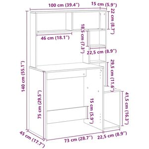 vidaXL 860442 Desk with Shelves Brown Oak - Desk vidaXL 860442 Desk with Shelves Brown Oak - Desk