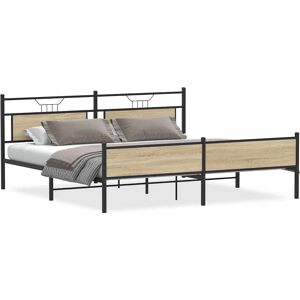 vidaXL Bedframe - Sonoma Eiken 200x200cm - Metaalbed vidaXL Bedframe - Sonoma Eiken 200x200cm - Metaalbed