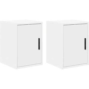 vidaXL Garage Wall Cabinets 2 pcs White Engineered Wood - Wall Cabinets vidaXL Garage Wall Cabinets 2 pcs White Engineered Wood - Wall Cabinets