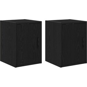 vidaXL 2-Piece Black Engineered Wood Garage Wall Cabinets vidaXL 2-Piece Black Engineered Wood Garage Wall Cabinets