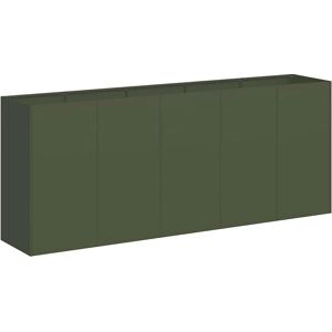 Vidaxl Olive Green Steel Planter - 200x40x80 cm Planter Vidaxl Olive Green Steel Planter - 200x40x80 cm Planter
