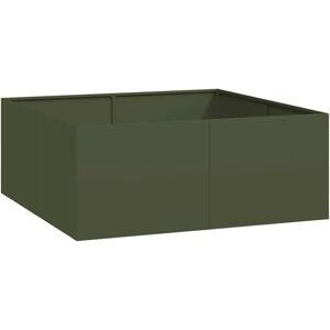 vidaXL Pot de Fleurs en Acier Vert Olive 100x100x40 cm vidaXL Pot de Fleurs en Acier Vert Olive 100x100x40 cm