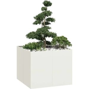 vidaXL White Steel 100x100x80 cm Garden Raised Flower Pot vidaXL White Steel 100x100x80 cm Garden Raised Flower Pot