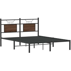 vidaXL Bed Frame with Headboard - 137x190 cm - Brown - Wood vidaXL Bed Frame with Headboard - 137x190 cm - Brown - Wood