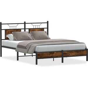 vidaXL Bed Frame - Rauchereiche - Slatted support - 137x190 cm vidaXL Bed Frame - Rauchereiche - Slatted support - 137x190 cm