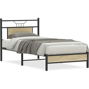 vidaXL Bed Frame - Sonoma Oak - Sturdy Steel Support - 90x200 cm vidaXL Bed Frame - Sonoma Oak - Sturdy Steel Support - 90x200 cm