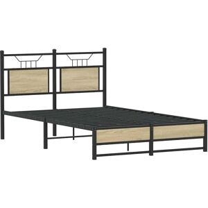 vidaXL Bed Frame - Sonoma-Eiche 120x190 - Durable Steel and Wood vidaXL Bed Frame - Sonoma-Eiche 120x190 - Durable Steel and Wood