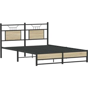 vidaXL Bed Frame Sonoma-Eiche 140x190 cm Wooden Brown - Bed Frame vidaXL Bed Frame Sonoma-Eiche 140x190 cm Wooden Brown - Bed Frame