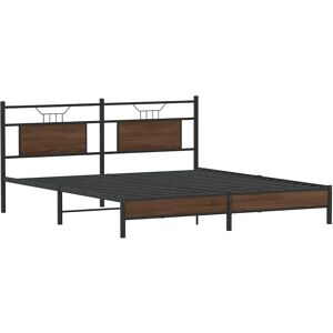 vidaXL Bed Frame with Headboard - 183x203 cm - Brown - Durable Material vidaXL Bed Frame with Headboard - 183x203 cm - Brown - Durable Material