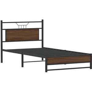 vidaXL Bed Frame - 100x190 cm - Brown - Bed Frame vidaXL Bed Frame - 100x190 cm - Brown - Bed Frame