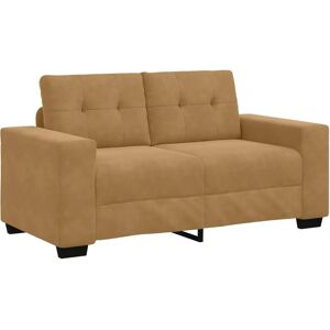 Vidaxl - Brown Velvet 120cm Loveseat Sofa - Sofa Vidaxl - Brown Velvet 120cm Loveseat Sofa - Sofa