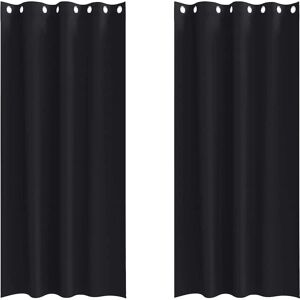 vidaXL Curtains with curtains 2 pcs Black 260 x 140 cm Polyester - Curtain vidaXL Curtains with curtains 2 pcs Black 260 x 140 cm Polyester - Curtain