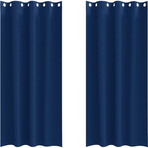 vidaXL Curtains with Curtains 2 pcs Dark Blue 260 x 140 cm Polyester - Curtain vidaXL Curtains with Curtains 2 pcs Dark Blue 260 x 140 cm Polyester - Curtain