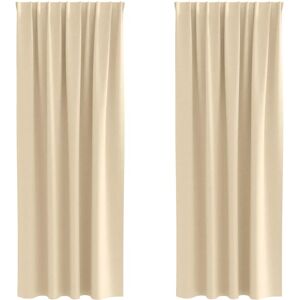 vidaXL Curtains with curtains 2 pcs cream 260 x 140 cm polyester - Curtains vidaXL Curtains with curtains 2 pcs cream 260 x 140 cm polyester - Curtains
