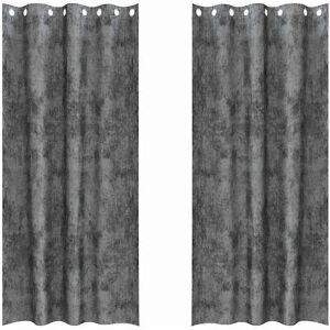 vidaXL Grey Velvet Curtains 2 Pcs Eyelets 225x140cm vidaXL Grey Velvet Curtains 2 Pcs Eyelets 225x140cm