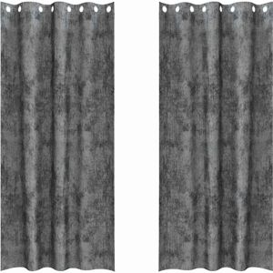 vidaXL Velvet Curtains 2 Pieces with Eyelets Grey - Curtain vidaXL Velvet Curtains 2 Pieces with Eyelets Grey - Curtain