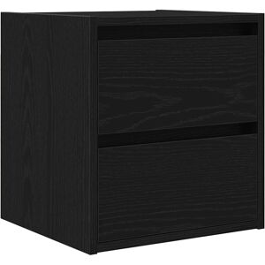 vidaXL Wall-mounted Bedside Cabinet Black Oak - Bedside Table vidaXL Wall-mounted Bedside Cabinet Black Oak - Bedside Table