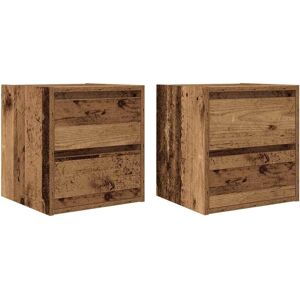 vidaXL Wall-mounted Bedside Cabinets Old Wood 2 pcs - Bedside Table vidaXL Wall-mounted Bedside Cabinets Old Wood 2 pcs - Bedside Table