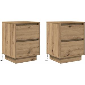 vidaXL Bedside Cabinet with LED Lights - Artisanal Oak 38x34x50 cm vidaXL Bedside Cabinet with LED Lights - Artisanal Oak 38x34x50 cm