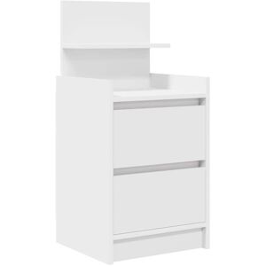vidaXL White Bedside Cabinet with 2 Drawers - Bedroom Furniture vidaXL White Bedside Cabinet with 2 Drawers - Bedroom Furniture