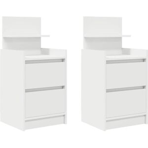 vidaXL White 2 Drawer Bedside Cabinets - Bedside Cabinets vidaXL White 2 Drawer Bedside Cabinets - Bedside Cabinets