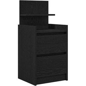 vidaXL Black Bedside Cabinet with 2 Drawers - Bedside Cabinets vidaXL Black Bedside Cabinet with 2 Drawers - Bedside Cabinets
