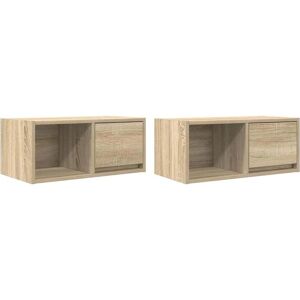 vidaXL Sonoma Oak 2-Piece Wall-Mounted TV Cabinet - Media Storage vidaXL Sonoma Oak 2-Piece Wall-Mounted TV Cabinet - Media Storage