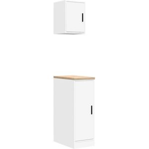 vidaXL Garagenschränke 2 Stk. Weiß Holzwerkstoff - Garage Cabinets vidaXL Garagenschränke 2 Stk. Weiß Holzwerkstoff - Garage Cabinets