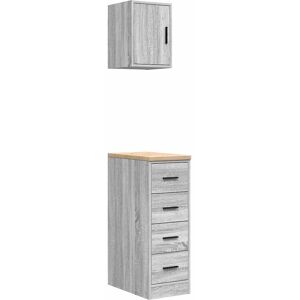 vidaXL GRC 2 piezas Gabinetes de Garaje Gris Sonoma - Garage Cabinets vidaXL GRC 2 piezas Gabinetes de Garaje Gris Sonoma - Garage Cabinets