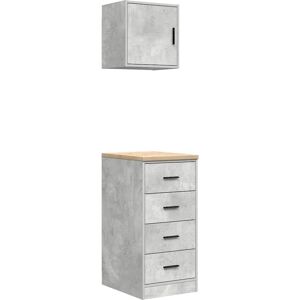 vidaXL Garage Cabinets - Concrete Grey Engineered Wood - 2 pcs vidaXL Garage Cabinets - Concrete Grey Engineered Wood - 2 pcs