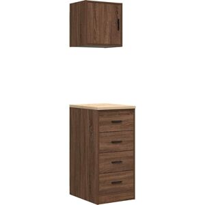 vidaXL Garage Cabinets 2 pcs Brown Oak - Garage Cabinets vidaXL Garage Cabinets 2 pcs Brown Oak - Garage Cabinets