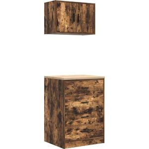 vidaXL Garage Cabinets - Smoked Oak 2 pcs Tool Storage vidaXL Garage Cabinets - Smoked Oak 2 pcs Tool Storage
