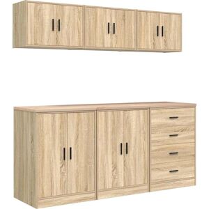 vidaXL Sonoma Oak Garage Cabinets - 6 pcs Storage Furniture vidaXL Sonoma Oak Garage Cabinets - 6 pcs Storage Furniture