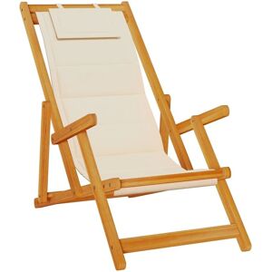 vidaXL Beach Armchair Cream Foldable Textilene - Beach Chair vidaXL Beach Armchair Cream Foldable Textilene - Beach Chair