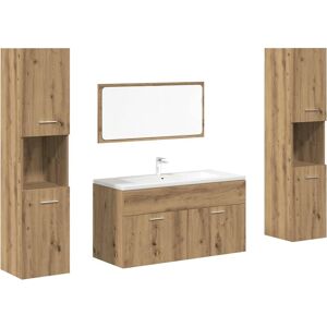 vidaXL 4 Piece Bathroom Furniture Set Artisan Oak - Bathroom Furniture Set vidaXL 4 Piece Bathroom Furniture Set Artisan Oak - Bathroom Furniture Set