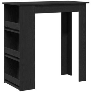 vidaXL Black Oak Bar Table with Storage Shelves - Bar Table vidaXL Black Oak Bar Table with Storage Shelves - Bar Table