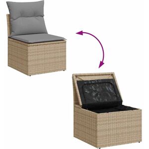 VidaXL Garden Furniture Set - Beige Poly Rattan Modular Outdoor - Furniture Set VidaXL Garden Furniture Set - Beige Poly Rattan Modular Outdoor - Furniture Set