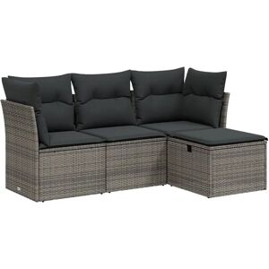 vidaXL tuinset - 4-delige tuinbank met kussens, grijs vidaXL tuinset - 4-delige tuinbank met kussens, grijs