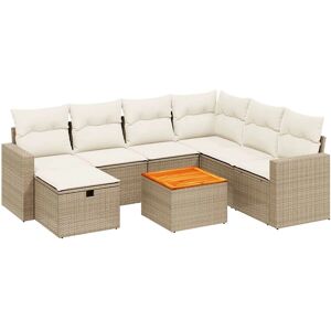vidaXL 8-Tlg. Garten-Sofagarnitur Mit Kissen Beige vidaXL 8-Tlg. Garten-Sofagarnitur Mit Kissen Beige