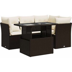 VidaXL Set di Arredi Esterni 5 Pezzi Rattan Marrone VidaXL Set di Arredi Esterni 5 Pezzi Rattan Marrone