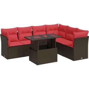 vidaXL Garden Sofa Set 7 pcs Grey Poly Rattan Acacia vidaXL Garden Sofa Set 7 pcs Grey Poly Rattan Acacia