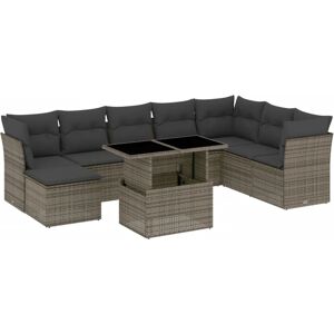 vidaXL Gartenmöbel-Set - Grau - Gartensofa, Tisch, Hocker vidaXL Gartenmöbel-Set - Grau - Gartensofa, Tisch, Hocker